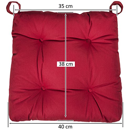 sleepling 190201 Basic 20 bequemes Stuhlkissen / Sitzkissen für Indoor und Outdoor 4er Set rot - 2