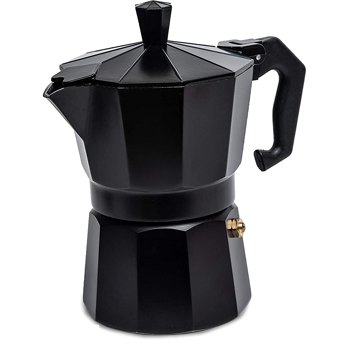 R RUNILEX Aluminum Stovetop Espresso Maker 6 Cup Moka Pot Percolator Italian Coffee Maker Classic Cafe Maker South Indian Filter Kaapi Coffee Espresso for Gas Stovetop (Black, 300 ml)