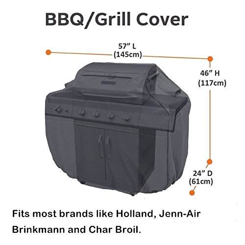 BBQ Grillabdeckung, APOGO Grill-Abdeckhaube Schutzhuelle Haube Wetterschutzabdeckung BBQ Cover für Grill Smoke Barbecue Gasgrill —Schwarz (145*61*117CM) - 3