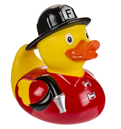 Every Boy's Hero - Novelty Fireman Rubber Bath Duck - Popular Ideal Fun Toys & Games Age 3+ Present Gift Idea for Christmas Xmas Stocking Filler Top Ups Birthdays Easter Rewards Treats Pocket Money - Boys Children Kids Boy Child - One Supplied