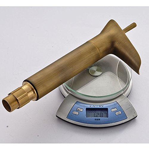 Hiendure® Einhebel- Mischbatterie Wasserhahn Armatur Waschtischarmatur Wasserfall Einhandmischer für Bad Waschbecken (hoch) - 4