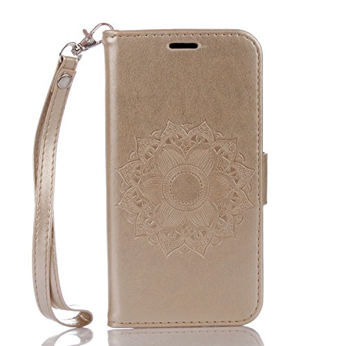 Für Samsung Galaxy J5 2016 Hülle Golden,Cozy Hut Datura Blumen Flip Case Wallet Cover mit Strap Tasche PU Leder Handytasche Lanyard Handyhülle Schutz Hüllen im Bookstyle Ledertasche mit Stand Funktion Kartenfächer Magnetverschluss Magnet Etui Schale Schutzhüllen für Samsung Galaxy J5 2016 / SM-J510 5,2 Zoll - golden