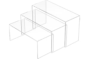 Sezanrpt Clear Display Risers Regal 3pcs, Countertop Rechteckige Acryl Display Storage, Acryl Organizer Ständer für Figur, Kosmetik, Taschen, Schuhe, Sammlerstücke - 22.8x24.1x25.4CM