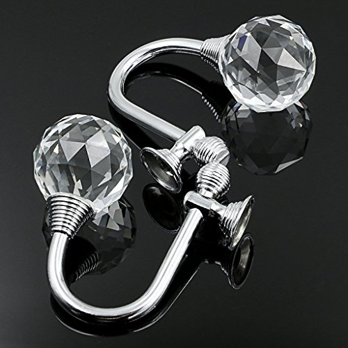 btsky 2 x Glas Kristall Vorhang halten Rücken Raffhalter Wand Haken Quaste Halterung silber - 9