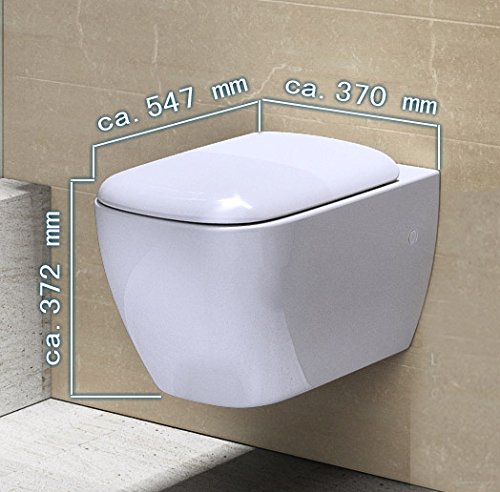 Edle Design Toilette / Hänge WC Aachen375, mit Silent Close Absenkautomatik, - 8