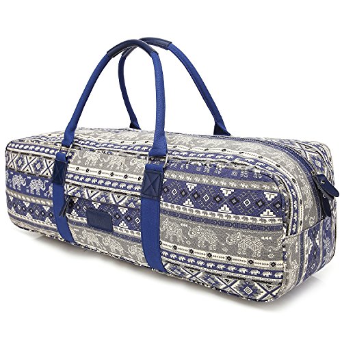 Boence Sac de yoga,Toile imprimée Grand sac fourre-tout à tapis de yoga sport Gym Sac de rangement - Taille 27'x8' x8'