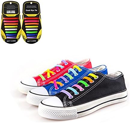 Lazy Shoelaces for Kids and Adults - No Tie Silicone Shoelace for Sneaker, Casual Shoes and Boots - Elastic Waterproof Shoelaces for Running and Athletic (Mixed Color)