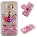 Produktbild Galaxy S6 Hülle, KANTAS Weich Silikon Flüssiger Glitzer Treibsand Schutzhülle Handyhülle Rückseite TPU Ultra Dünn Bumper Back Cover für Samsung Galaxy S6, Schüchternes Einhorn