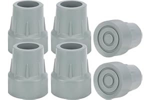 supregear 2,5 cm wytrzymałe gumowe tuleje do laski (6 x 25 mm), gumowe końcówki trzcinowe, końcówki trzciny, 2,5 cm nakładki zimmer, szare