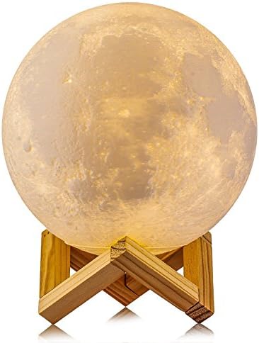Dax Large 13 cm 3D-Printed Moonlight LED Light, Touch Control Lunar Lamp, USB Charging Yellow and White Night Light for Children, Home Decoration, Christmas Gift 14cm - Liscio 14cm - Liscio