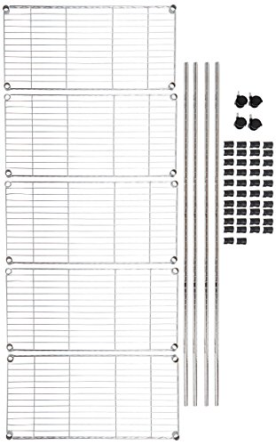 AmazonBasics Regal mit 5 Regalböden, mit Rädern, Chrom - 8