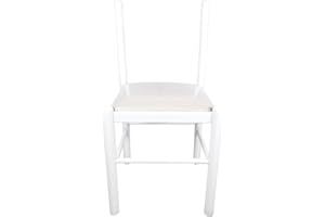 SEDAM SRL Sedia Pisa, In Legno Massello, Seduta in Paglia, Varie Colorazioni Disponibili (Laccata Bianca, Imbottita Beige)