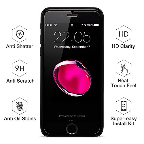 iPhone 6/6s Screen Protector,ESR Premium Tempered Glass with [3D Touch Compatible], [Bubble Free Self-Installation Kit], [Lifetime Warranty] 9H Hardness Anti-Scratch Anti-Fingerprint Anti-Oil Coating