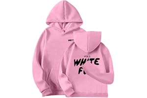 HOT1950s Hoodie Girls Boys White F0X Hoodie Long Sleeve Hooded Sweatshirt Oversized Kids Age 2-13 Years Winter Hoodies Warm Sweatshirt Jumper Pullover Casual Sportswear Activewear 90-160Cm