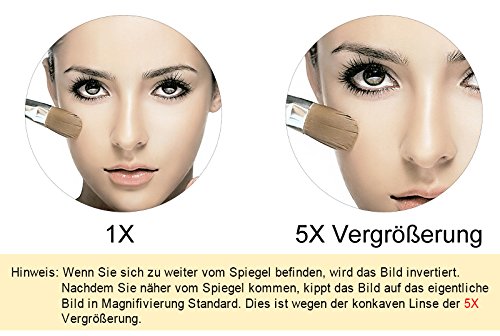 GuRun 1 /5-Fach Vergroesserung Doppelseitiger Wand Kosmetikspiegel,durchmesser rund 20cm, verchromt, M1306(20cm,5x) - 6