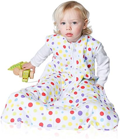 Snoozebag Spots 100% Cotton Unisex 1.0 Tog Nursery Baby Sleeping Bag Multi-Coloured 0-6 Months (76cm)