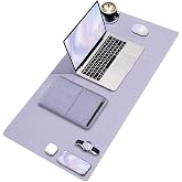 Black Deer PU Deri Mouse Pad Dikişli Kenar Dayanıklı B&uuml;y&uuml;k Boy &Ccedil;ift Y&ouml;nl&uuml; Kullanım Ofis Masa Matı S&uuml;men(LİLA, 90X40 XL)