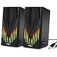 FRONTECH 2.0 USB Powered Multimedia Speakers with RGB Lights | 2 x 3W Drivers (5.2 cm) | AUX Connectivity | for Laptop, PC, Mobile | 1 Year Warranty (SPK-0006, Black)