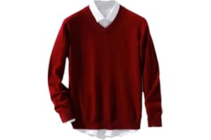 Hamthuit Men's Cashmere Sweater Warm Pullovers V-Neck Fit Knit Pullover Male Woollen Knitwear Jumpers