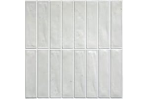 Commomy 10 Pezzi Piastrelle Adesive Cucina Bagno-30 X 30cm Grigio chiaro Pannelli Adesivi Per Pareti Pannelli Decorativi 3D Per Parete PVC Per Camera Da Letto,Camino,Salotto
