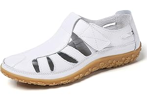 lovejin Women's Closed Toe Sandals Flat Loafers Soft Leather Breathable Casual Shoes Walking Driving Shoes Ladies Moccasins Summer Shoes