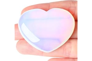 AWARDSEN 45 mm Opal Crystal Heart, Big Healing Crystals Stone, Natural Love Hearts Gemstones, Pocket Palm Stones for Anxiety Relief, Crystal Gifts for Women, Valentines Day Gifts for Her
