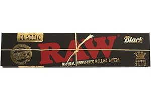 RAW Black Classic, Kingsize Slim Blättchen, 32 ultra-dünne Blättchen pro Heftchen 10 Heftchen