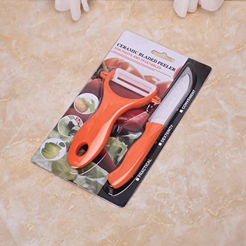 WKKIT Ceramic Knife Ceramic Knife &amp; Ceramic Bladed Peeler Set, Ceramic Chef knife &amp; Ceramic Peeler - Abs Rubberised Coated handles for Fruits and Vegetables ( Color : Orange )