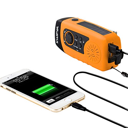 IntiPal FM Solar Radio Solarradio mit Kurbel Kurbeldynamo LED Taschenlampe Notfall Ernstfall USB Handy Ladegerät Camping Outdoor (Gelb) - 6