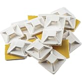 Tek-İş Kablo Bağı Yapışkanlı, Yapışkanlı Kroşe, 19 X 19 X 3.9 Mm, 50 Adet, Beyaz