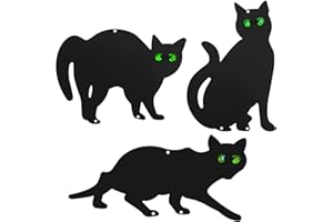 Holdfiturn 3Pcs Cat Silhouette for Garden Black Cat Garden Scarer with Marble Eyes Weatherproof Cats Scarer for Yard Outdoor Harmless Bird Deterrent Fox Rodent Pest Repeller