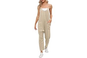 Cegerne Pantaloni da lavoro da donna Tuta ampia Salopette senza maniche con ampie tasche