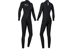 Owntop Muta da Donna Uomo 5mm Neoprene Mute da Sub - Wet Suit da Donna in Acqua Fredda con Zip Frontale, Manica Lunga Stretch Monopiece Termico UPF50+ Costume da Nuoto per Snorkeling Surfing