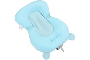 ATYHAO Poduszka do Kąpieli dla Niemowląt, Pływająca Bezpieczna Wanna do Kąpieli Składany Regulowany Wspornik do Kąpieli dla Niemowląt dla Noworodka (niebieski niedźwiedź)