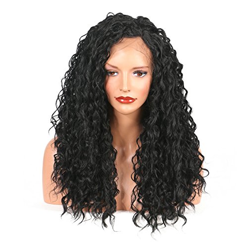 Preisvergleich Produktbild TENGGO Schwarzafrikanische Front Spitze Hochtemperatur Seidenfaser Wig Kappe