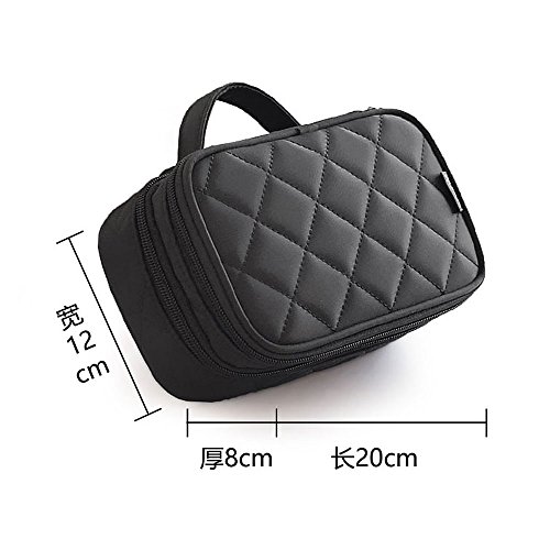 MLMSY Make-up-Tasche Make-up Pinsel Tasche Organizer Kosmetik Handtasche Schwarz Professionelle tragbare Double Layer Travel Wash Toilettenartikel Aufbewahrungsbox (Schwarz) - 2
