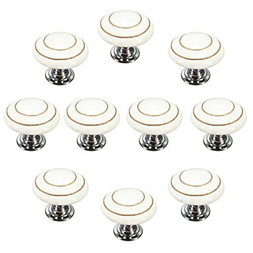 FBSHOP(TM) 10 Stück Weiß Retro Stil Runde Keramik-Türknauf Türknopf Möbelgriffe für Schränke, Schubladen, Truhen, Schränke, Küche, Schlafzimmer, Badezimmer FBSHOP(TM) 10 Stück Weiß Retro Stil Runde Keramik-Türknauf Türknopf Möbelgriffe für Schränke, Schubladen, Truhen, Schränke, Küche, Schlafzimmer, Badezimmer