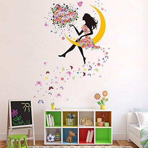 MADA Flower Elf Moon Fairy Removable Wall Stickers / Mural -39.3 "x55.1"