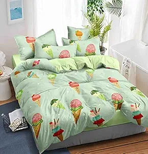 GOLDZEN Soft Glace Cotton Reversible AC Comforter for Kids Boys-Girls (Green Ice Cream, Single Bed - 60X100)