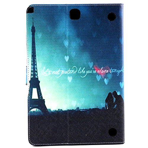 Galaxy Tab A 9.7 SM-T550 Hülle, Deenor Cute Colorful Design Flip Tasche PU Leder Abdeckung Stand Schutzhülle für Samsung Galaxy Tab A 9.7 SM-T550. (Night tower) - 3