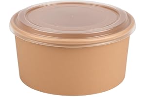 Arredo Chef – Bol Salade Kraft 1300 ML avec Couvercle PP – Jetable Alimentaire Étanche – Pour Plats Chauds ou Froids à Emporter – Lot de 50 – Micro-ondable