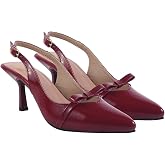 Shoetopia Women's Slingback Pumps – Pointed Toe Elegant Stylish Classic High Heels with Bow Knot and Adjustable Strap