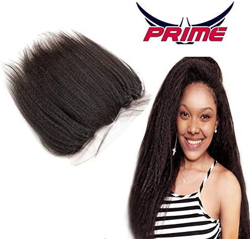 Oylove Coarse Italian Yaki Frontal Lace Closure with Baby Hair 13x4 Brazilian Kinky Straight Lace Frontals Bleached Knots (10 inch, natural)