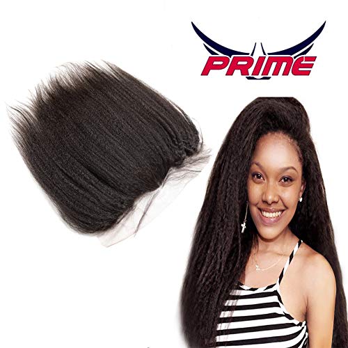 Oylove Coarse Italian Yaki Frontal Lace Closure with Baby Hair 13x4 Brazilian Kinky Straight Lace Frontals Bleached Knots (10 inch, natural)