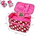 JJOnlineStore - Cute Double Layer Zips Polka Dots Pattern Makeup Cosmetic Storage Portable Bag with Zippers Travel Toiletries Multi Functional Organiser Bag (Pink + White Dots)