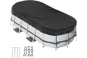 CNANRNANC Bâche ovale et ensemble d'accessoires pour piscine hors sol Protection optimale contre les intempéries 305 x 488 cm