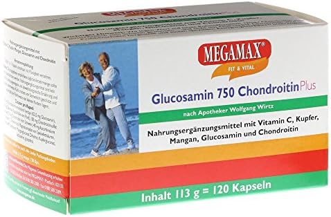MEGAMAX Glucosamine 750mg &amp; Chondroitin &amp; Vitamin C &amp; Manganese &amp; Copper Contents: 120 capsules