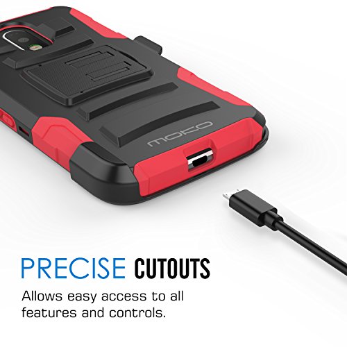 MoKo Moto G4   G4 Plus Funda - Cubierta Superior Resistente con Pata de cabra    ltimo Protecci  n de Caiga y Absorbente de impactos para Motorola Moto G 4th Generaci  n   G4 Plus 5 5 Pulgadas 2016  Rojo
