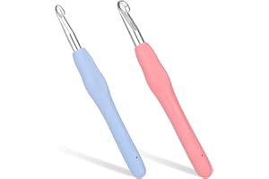 KALIONE Pack of 2 Crochet Hooks, 7.0 mm, 8.0 mm Crochet Hooks, Knitting Needles with Ergonomic Handle for Arthritic Hands, Colourful TPR Handle Crochet Hook for Beginners and Crochet Yarn
