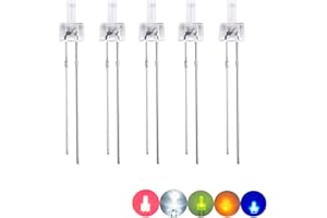 Cleiscry 100PCS 2mm Multicolor flache Oberseite, Water Clear Len LED Diode Licht Verschiedene Kit Grün Blau Weiß Gelb Rote Komponente für Wissenschaftsprojekte, Schulen und Heimwerkerprojekte